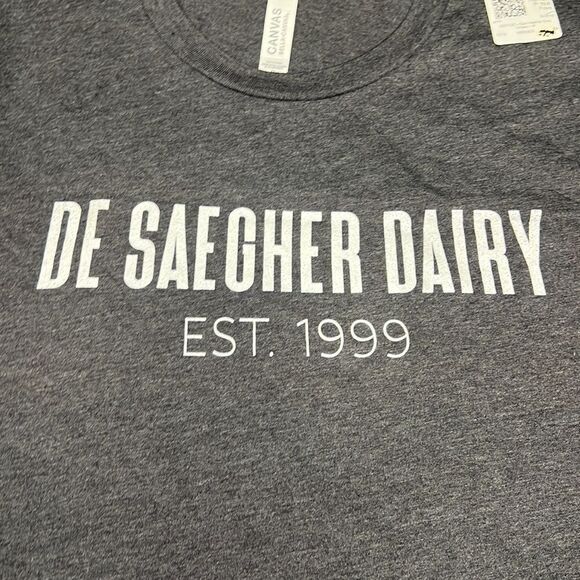De Saegher Dairy Est. 1999 Short Sleeve T-Shirt Grey Size Medium - Picture 2 of 6